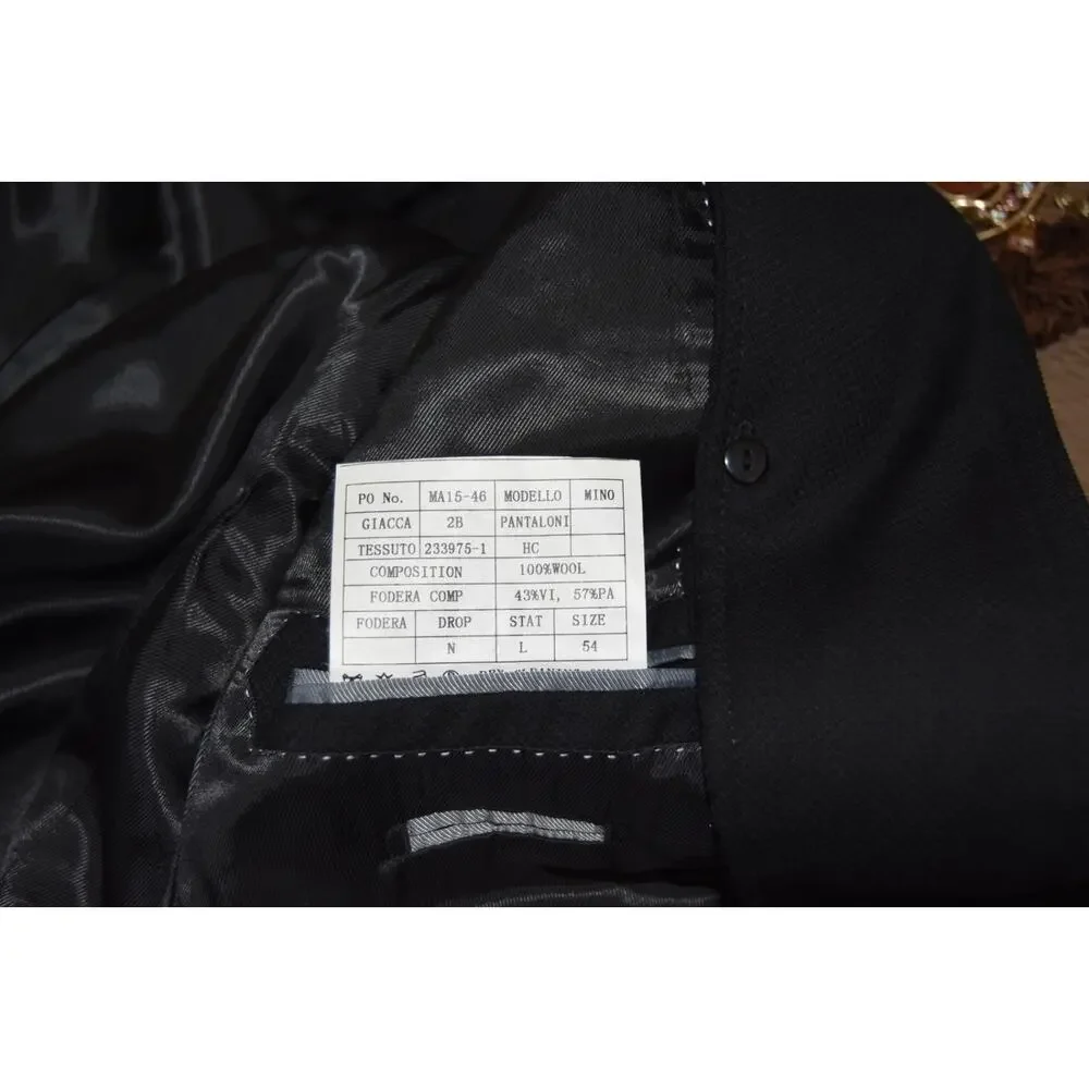 Mattarazi Uomo Wool & Leather Detail Black Zipper Single Breasted Jacket Size 54